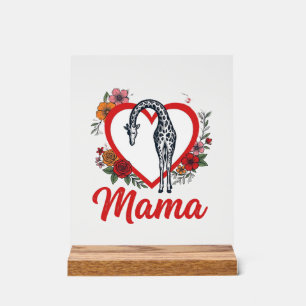 T-shirt vintage girafe maman cœur floral Design_1