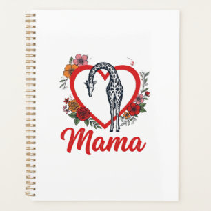 T-shirt vintage girafe maman cœur floral Design_1