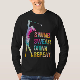 T-shirt Vintage Golf Swing Swear Drink Repeat Love Golfing