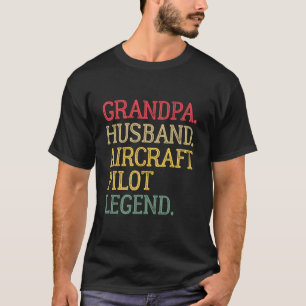 T-shirt Vintage Grand-père Husband Aéronef Légende du pilo