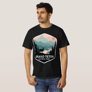 T-shirt Vintage Grand Teton National Park Deer Mountains