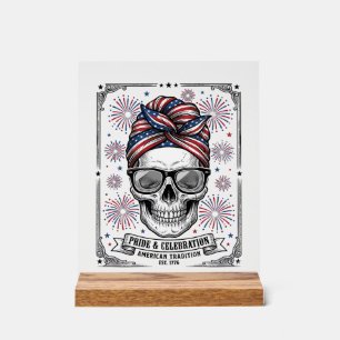 T-shirt vintage gravure crâne patriotique feu d'ar
