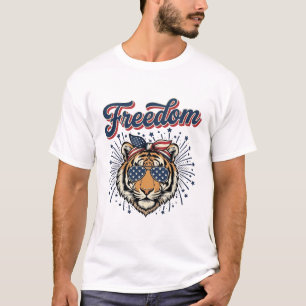 T-shirt vintage gravure Freedom Tiger patriotique_