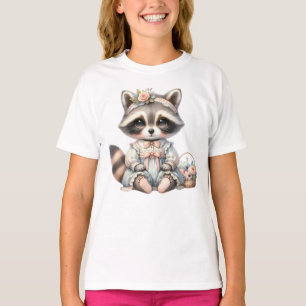 T-shirt Vintage habillé Cottagecore Raccoon Pastel