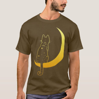 T-shirt Vintage Halloween Chat noir costume Lune