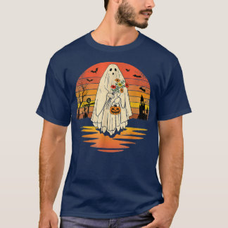 T-shirt Vintage Halloween Fantôme Citrouille Funny Hallo