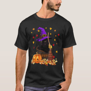 T-shirt Vintage Halloween Scary Black Chat Sorcière Casque