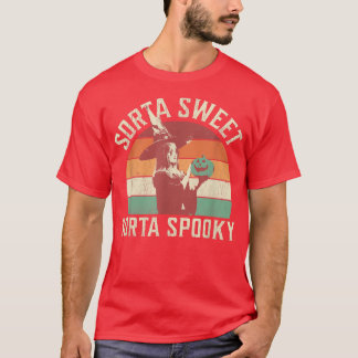 T-shirt Vintage Halloween Sorta Éffrayante Sorta Sweet Wit