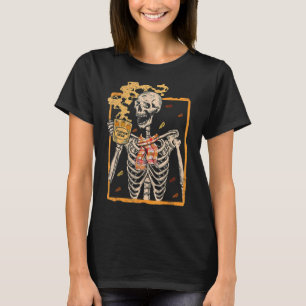 T-shirt Vintage Halloween Squelette Citrouille Épice Latte