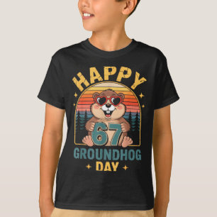 T-shirt Vintage Happy 67 Jour de la marmotte Animalier Hom
