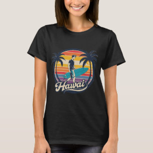 T-shirt Vintage Hawaii Surf Retro Sunset esthétique