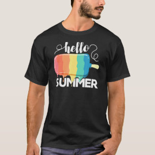 T-shirt Vintage Hello Summer Crème glacée Popsicle Dessert