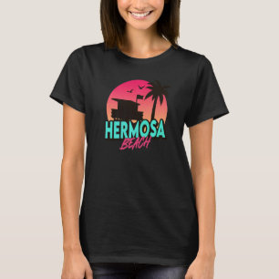 T-shirt Vintage Hermosa Beach California Palm Trees Ca Ret