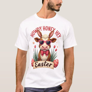 T-shirt Vintage Howdy Chérie Pâques Vache Highland Mignon 