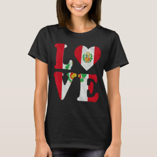T-shirt Vintage I Love Pérou Drapeau Coeur des racines pér