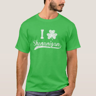 T-shirt Vintage I Love Shenanigans Clover St Patrick’S Day