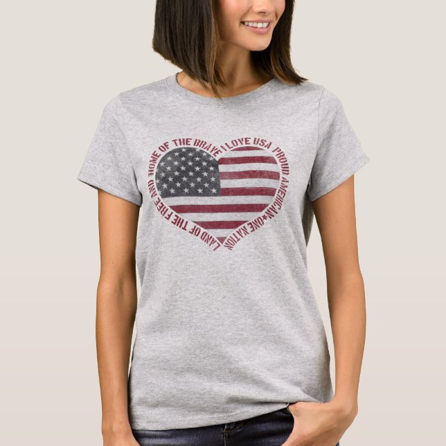 T-shirt Vintage I Love USA Heart (Devant)