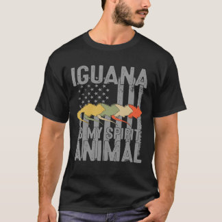 T-shirt Vintage Iguana est mon esprit animal drapeau améri