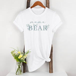 T-shirt Vintage intemporel Floral Bleu Maternité Mama Ours