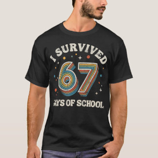 T-shirt Vintage J'ai Survécu 67 Jours D'enseignants Scolai