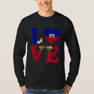 T-shirt Vintage J'aime Haïti Drapeau Coeur des racines haï