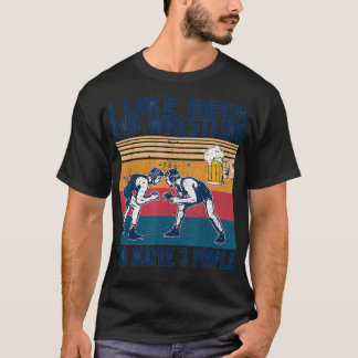 T-shirt Vintage J'Aime La Bière Et La Lutte Et Peut-Être 3