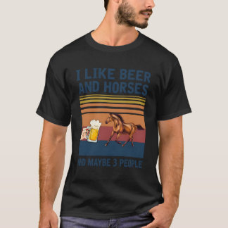 T-shirt Vintage J'Aime La Bière Et Les Chevaux Peut-Être 3