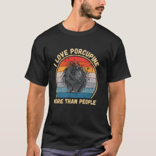 T-shirt Vintage J'Aime La Porcupine Plus Que Les Gens Porc