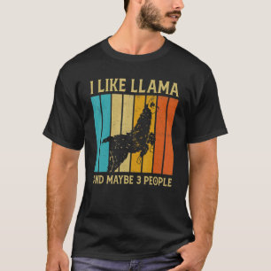 T-shirt Vintage J'aime Lama Et Peut-être 3 Personnes   Fem