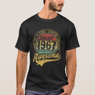 T-shirt Vintage Janvier 1967 55 Ans Né En 1967 55E Bd