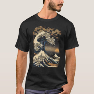T-shirt Vintage Japonais Boîtier Grande Vague Stylé graphi