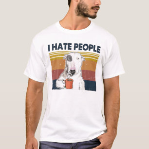 T-shirt Vintage Je Déteste Les Gens Drôle Bull Terrier Amo