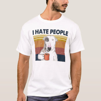 T-shirt Vintage Je Déteste Les Gens Drôle Bull Terrier Amo