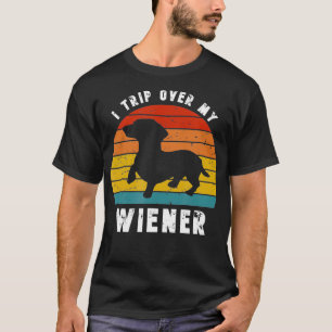 T-shirt Vintage Je Voyage Sur Mon Weiner Dachshund Wein Da