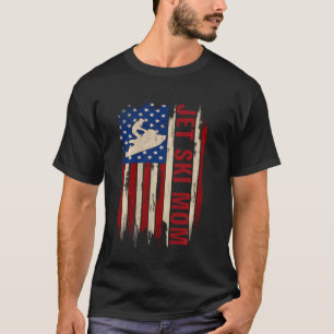 T-shirt Vintage Jet Ski Mom American Usa Flag Sports Skiin