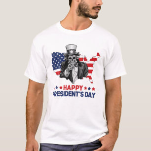 T-shirt Vintage Joyeux Présidents Day Oncle Sam Skull Amer
