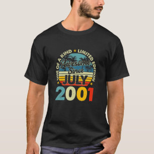 T-shirt Vintage Juillet 2001 20 Ans 20E Anniversaire Rétro