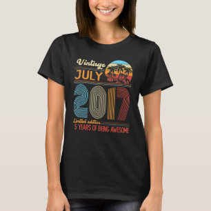 T-shirt Vintage Juillet 2017 5 Ans 5e Anniversaire Décorat