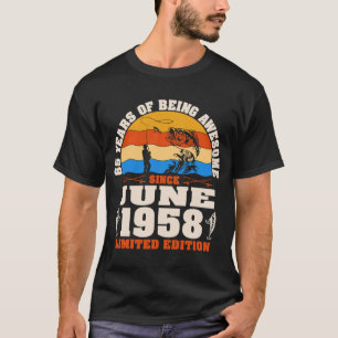 T-shirt Vintage juin 1958 65 ans Pêche 65e anniversaire