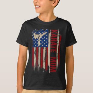 T-shirt Vintage Karate Maman Américaine Usa Drapeau Le Kic