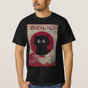 T-shirt Vintage Kawaii Chat Japonais Anime Noir Gift Girls