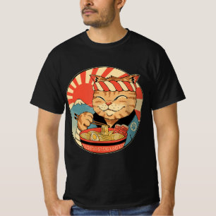 T-shirt Vintage Kawaii Ramen Chat Neko Anime Noodle japona