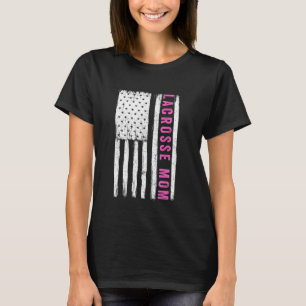 T-shirt Vintage Lacrosse Mom American US Drapeau Best Moth