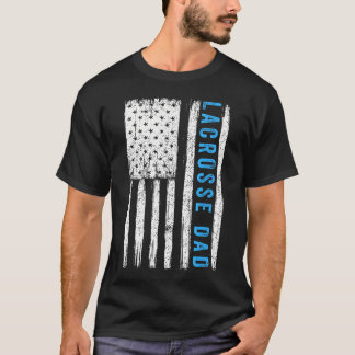 T-shirt Vintage Lacrosse Papa Américain Drapeau USA Meille