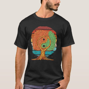 T-shirt Vintage L'Arbre De Vie Avec Le Symbole Yin-Yang,