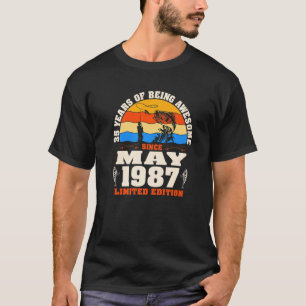 T-shirt Vintage mai 1987 35 ans Pêche 35e anniversaire
