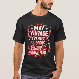 T-shirt Vintage Mai 2005 17E Anniversaire Pièces Originale