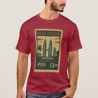 T-shirt Vintage Malaysia Postage Stamp Shirt