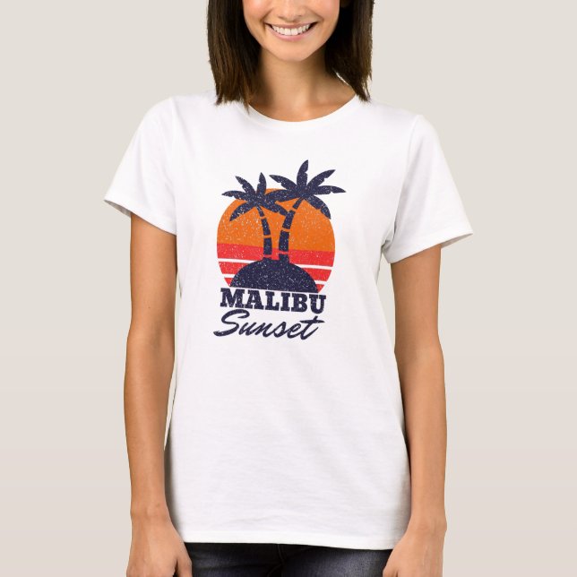 T-shirt Vintage Malibu Sunset Retro (Devant)