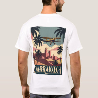 T-shirt Vintage Marrakech Skyline and Airplane